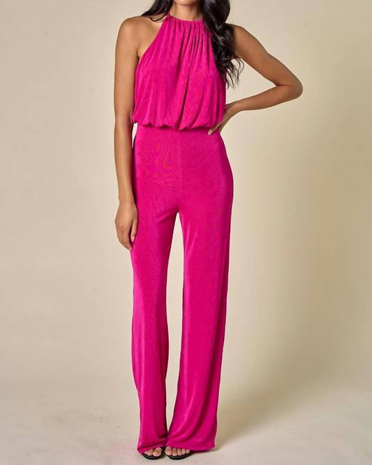 Blue Blush - Halter Neck Open Back Jumpsuit