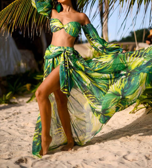 Little Secret Of Mine - Bralette Top And Skirt Set With Slit