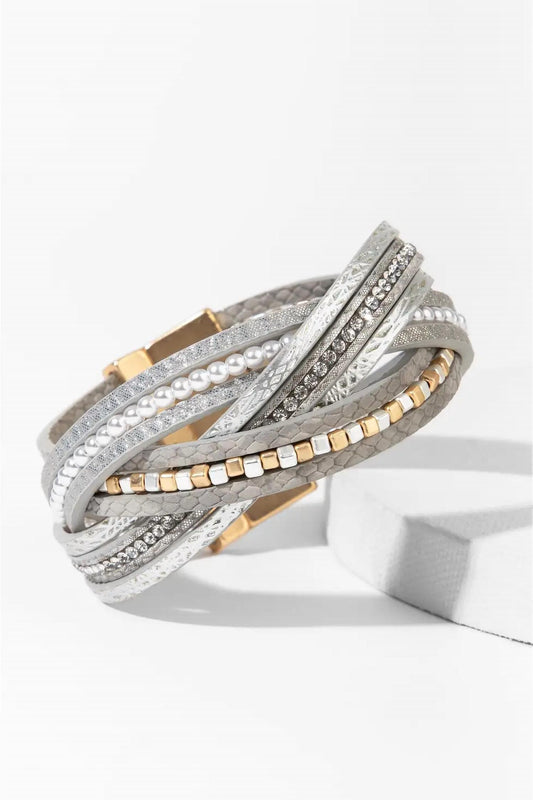 Saachi - Women's Stark Mixed Bead Leather Bracelet