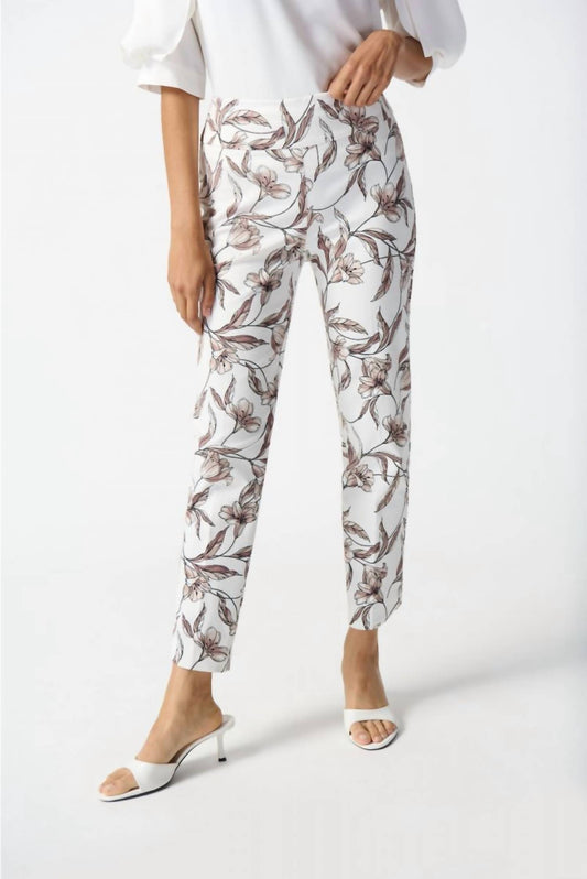 Joseph Ribkoff - Floral Print Pull On Straight Cropped Pant
