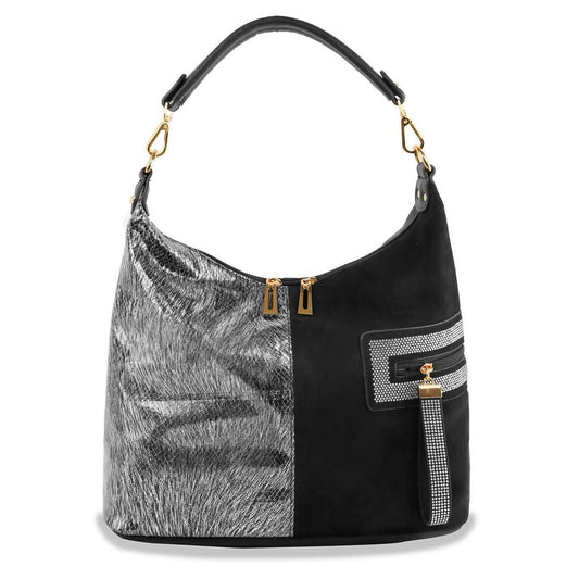 Handbag Express - Women's Multiple Textured Hobo Handbag