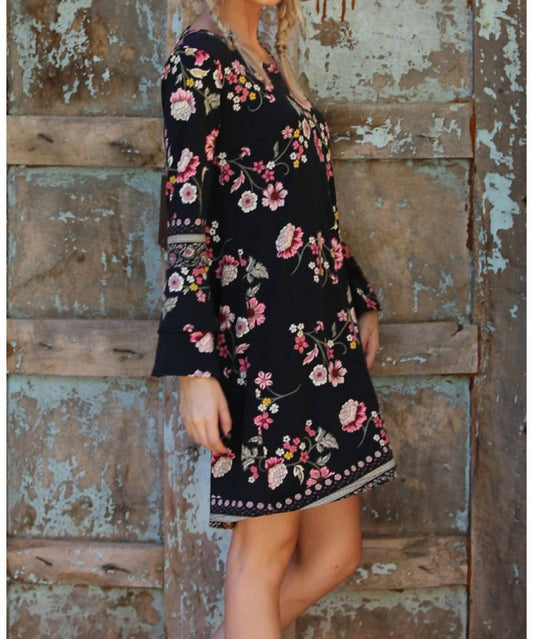 Angie - Floral Double Ruffle Sleeve Open Back Dress