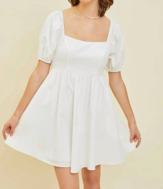 Heyson - Puff Sleeve Babydoll Mini Dress