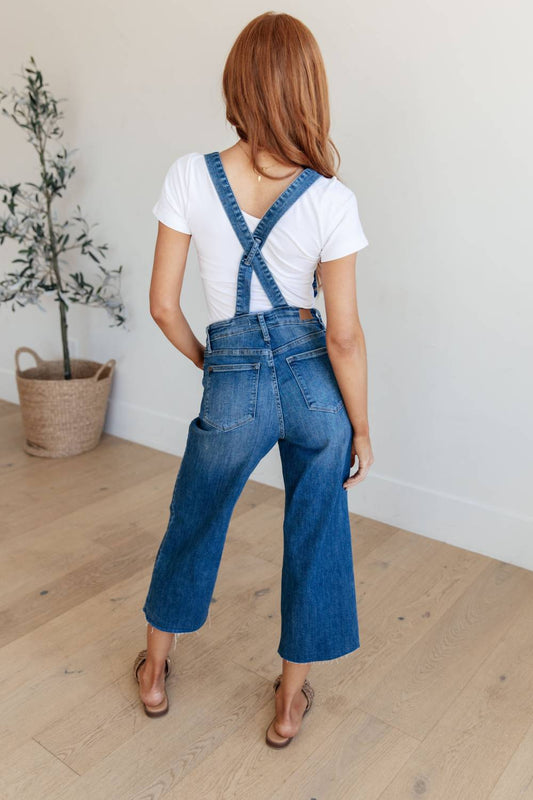Judy Blue - High Rise Crop Wide Leg Denim Overalls