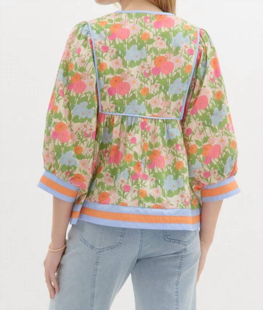 Shewin - Posey Floral Puff Sleeve Blouse