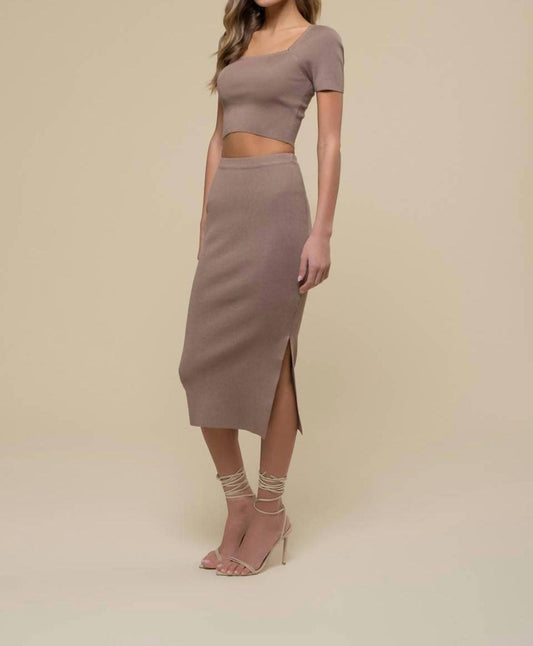 The Workshop - High Waist Side Slit Sweater Knit Midi Skirt