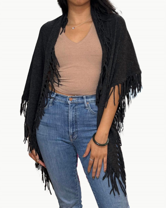 Minnie Rose - Women's Cashmere Fringe Shawl