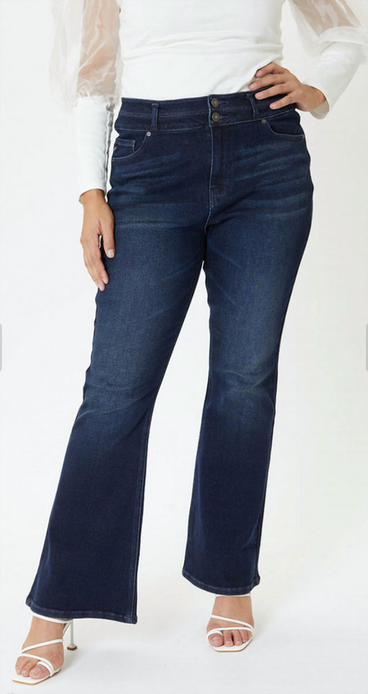 Kancan - Ultra High Rise Double Button Flare Jeans