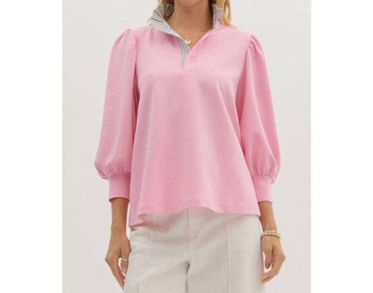 Entro - Solid Balloon Sleeve Popover Top
