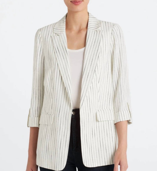 Skies Are Blue - Linen Blend Pinstripe Blazer