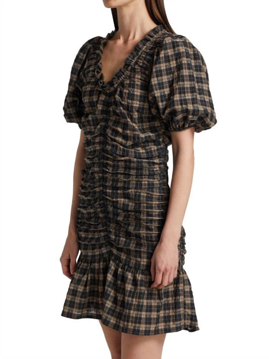 Ganni - Plaid Seersucker Mini Dress