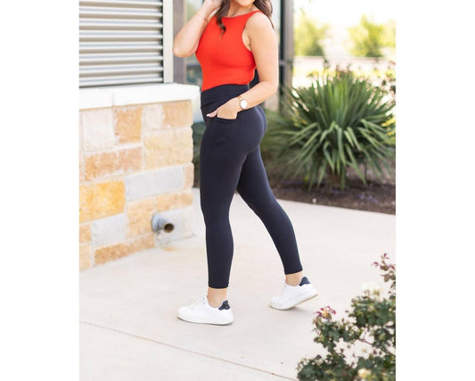 Julia Rose - Alana 7/8 Ankle Length Black Leggings With Pockets