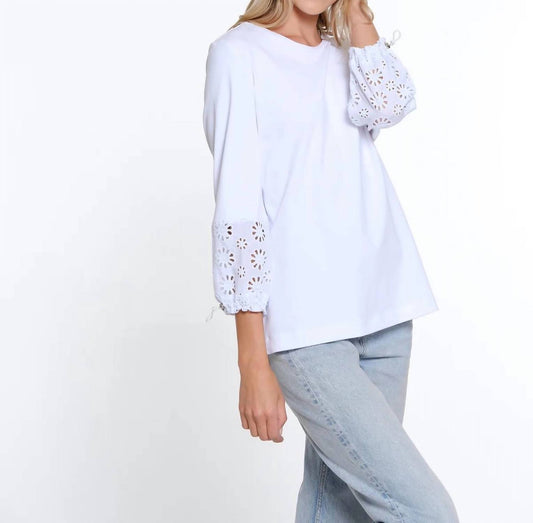 Multiples - DRAWSTRING EYELET SLEEVE TOP