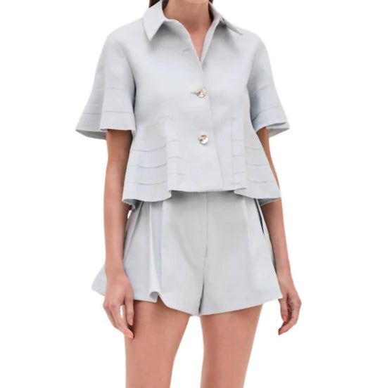 Alexis - Hanly Linen Textile Pleated Flare Mini Short