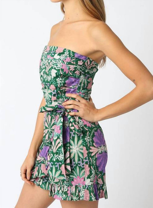 Olivaceous - Strapless Print Romper