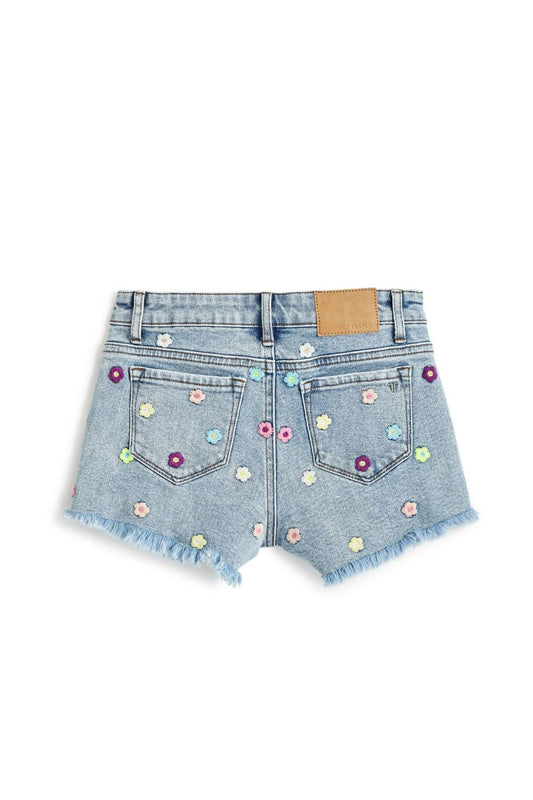 Tractr - Girl's Embroidered Fray Hem Shorts