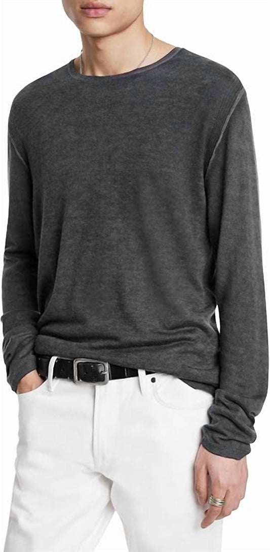 John Varvatos - Pete Long Sleeve Crew Reverse Print Sweater