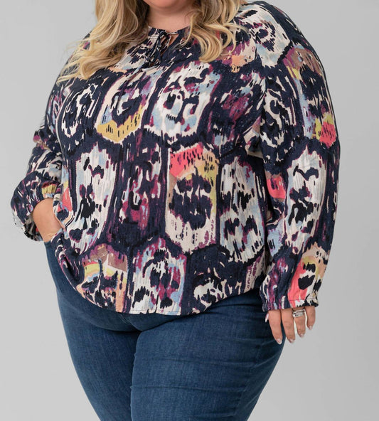 Nic + Zoe - Medallion Mix Long Sleeve Top - Plus