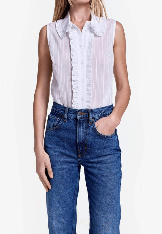Smythe - Sleeveless Ruffle Trim Shirt