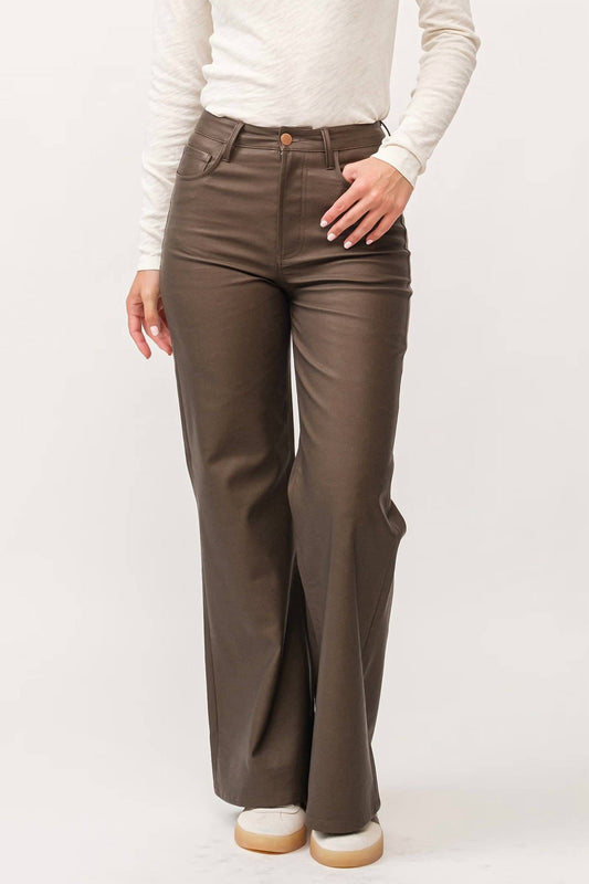 Dear John Denim - Fiona High Rise Wide Leg Faux Leather Pant