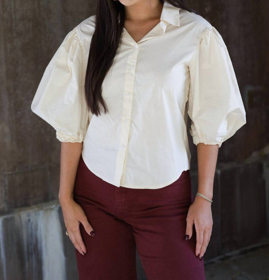 Karlie - Solid Poplin Button Top