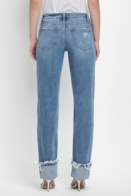 Lovervet - Mid Rise Cuffed Straight Jeans