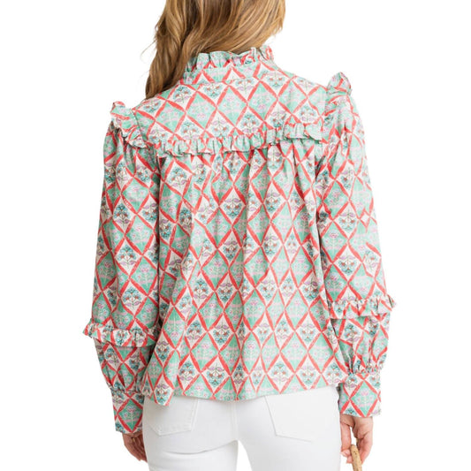 Karlie - Paris Floral Vneck Ruffle Sleeve Top