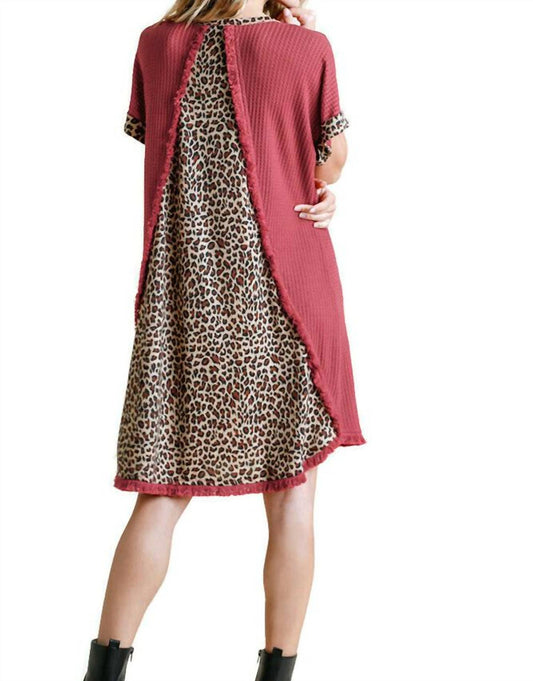Umgee - Leopard Back Waffle Knit Dress