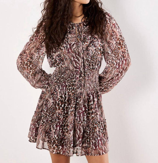 Apricot - Feather Patchwork Ruffle Dress