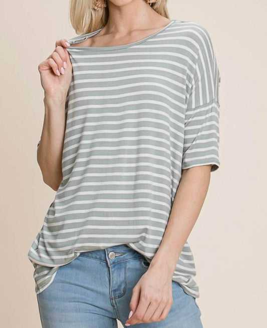 Bombom - Women's Striped Oversized Long Top