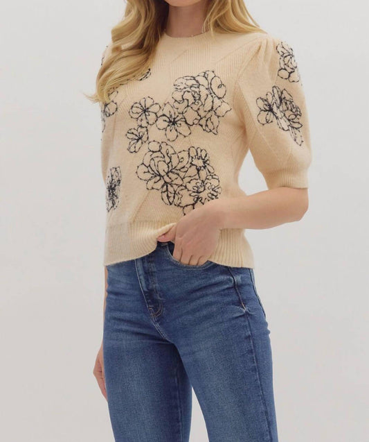 Entro - Short Sleeve Floral Sweater