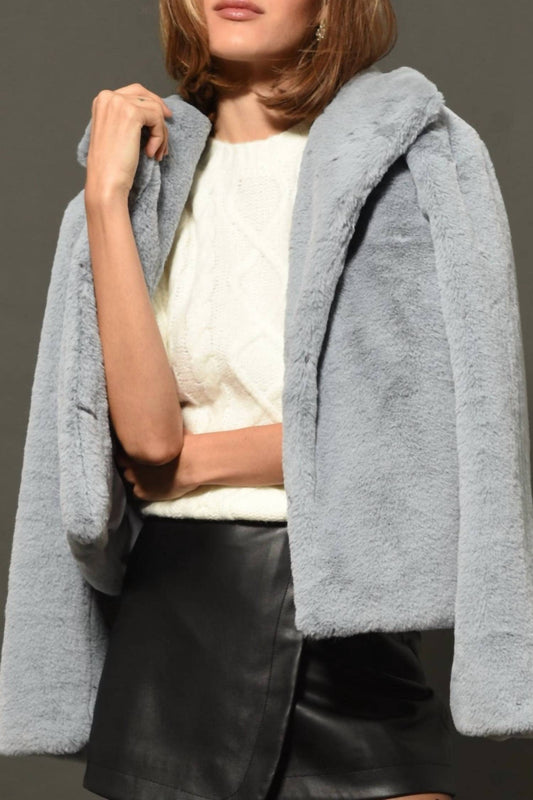 Greylin - Euna Cropped Faux Fur Coat