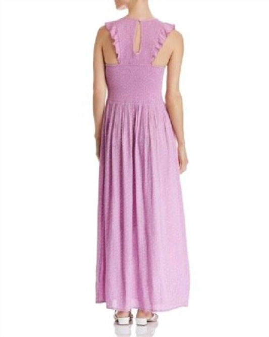 Aqua - Smocked Polka Dot Sleeveless Maxi Dress