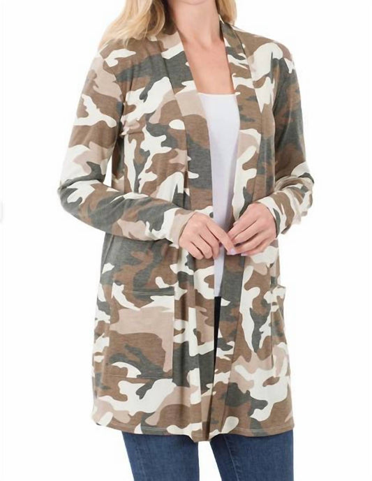 Zenana - Camouflage Mid-thigh Slouchy Pocket