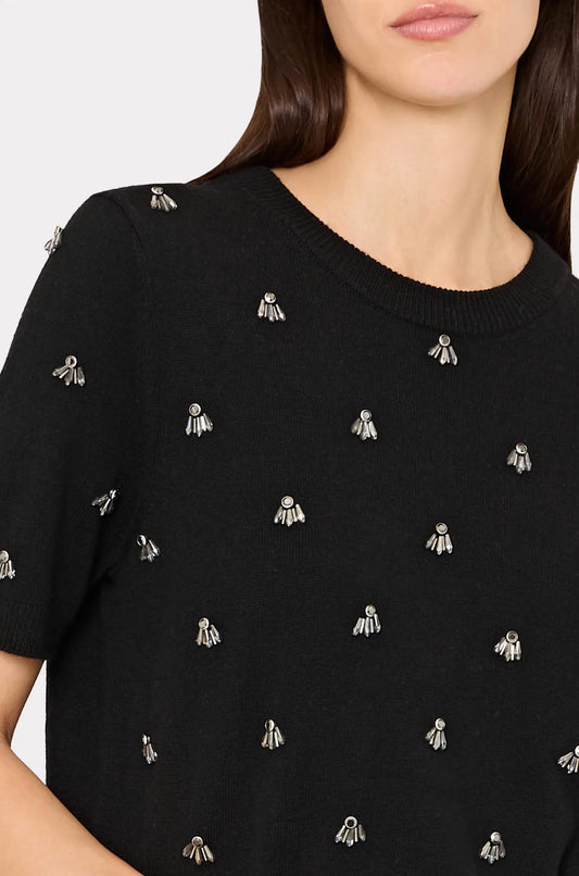 Milly - Rosalyn Rhinestone Short Sleeve Sweater