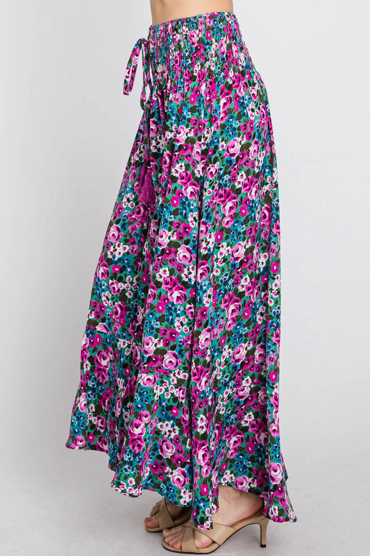 Eesome - Floral Hi-low Button Front Skirt