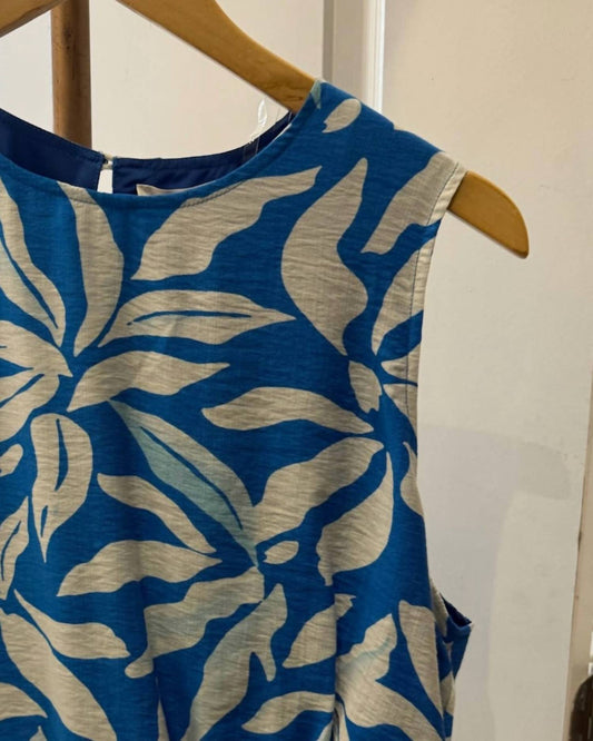 Entro - Women's Tropical Print Sleeveless Cropped Bubble Hem Top