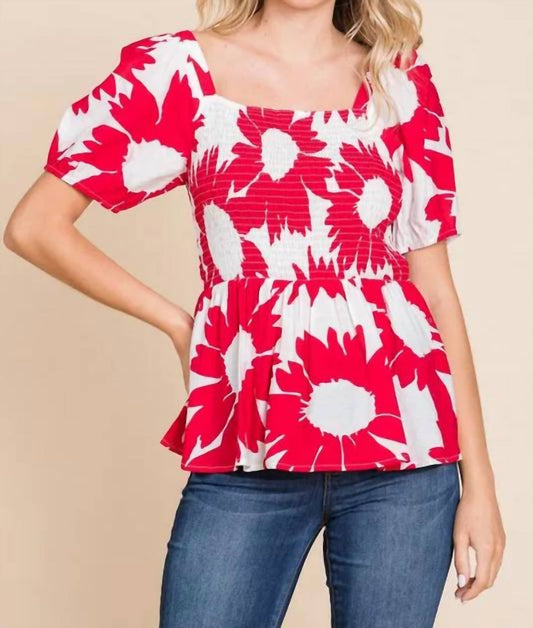 Jodifl - Flower Print Baby Doll Top