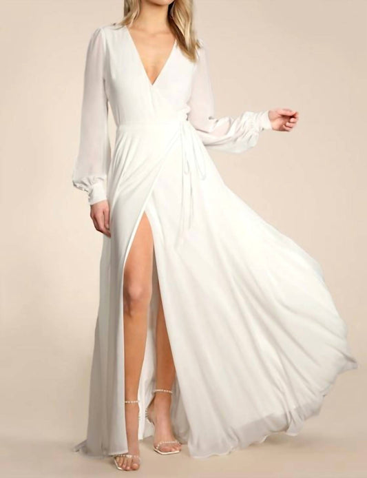 Lulus - My Whole Heart Long Sleeve Glam Maxi Wrap Dress