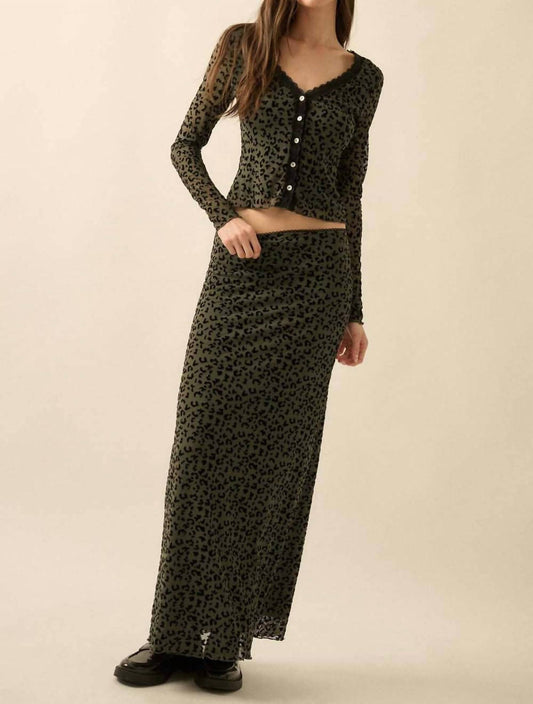 Promesa - Leopard Mesh Straight Maxi Skirt