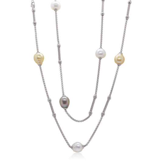 Disc - Women's Pearl Station Necklace