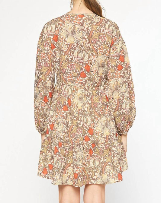 Entro - Fall Floral Long-sleeved Dress
