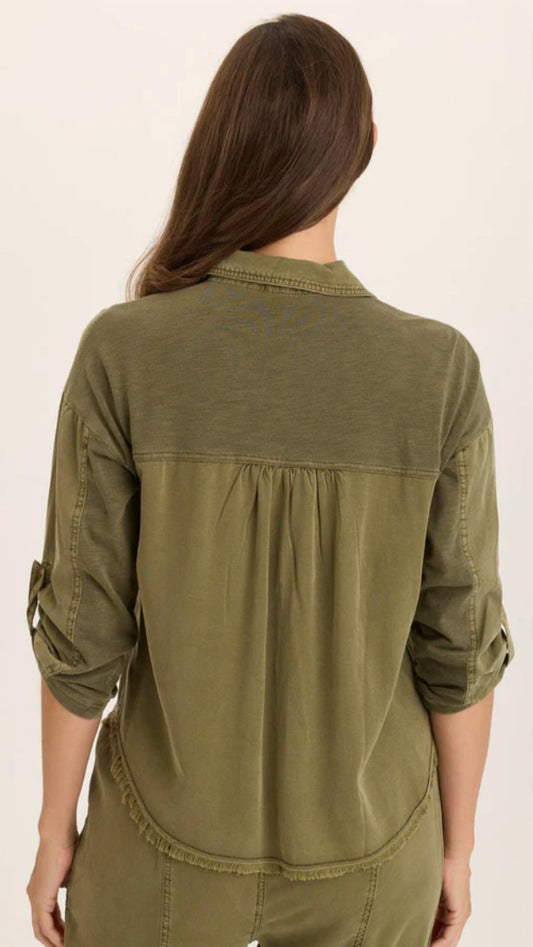 Wearables - Pigment Knapp Twill Utility Button Up Top
