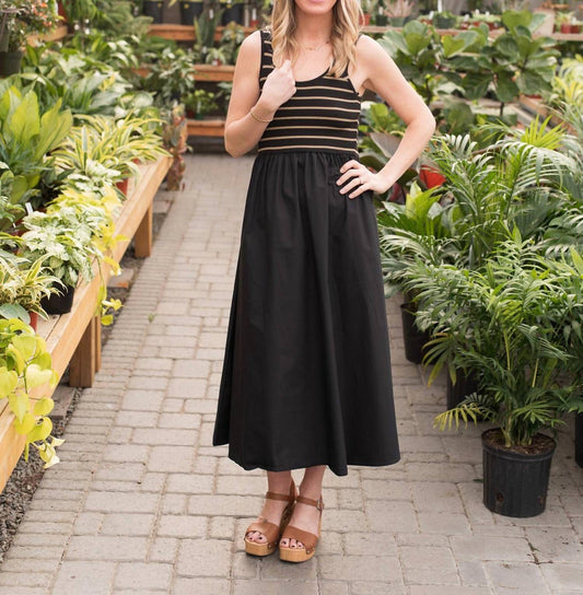 By Together - Ribbed Tank Woven Flare Dress