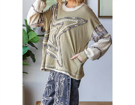 Oli & Hali - Star Patchwork Long Sleeve Knit Top