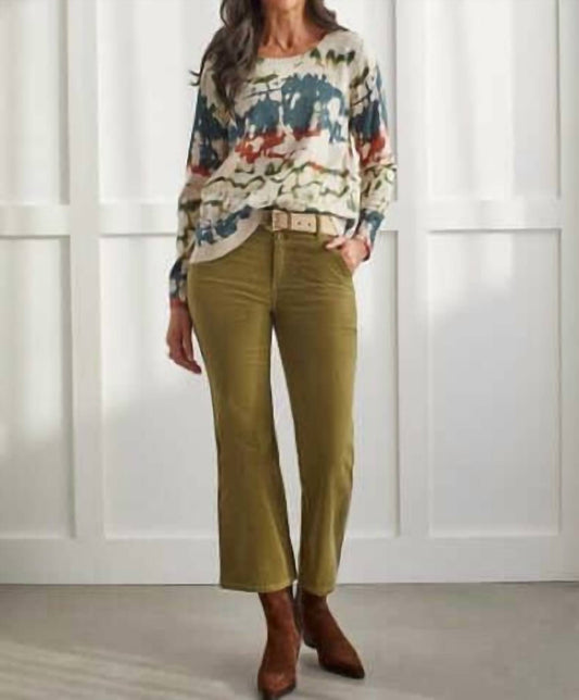 Tribal - Corduroy Wide Hem Slit Pants