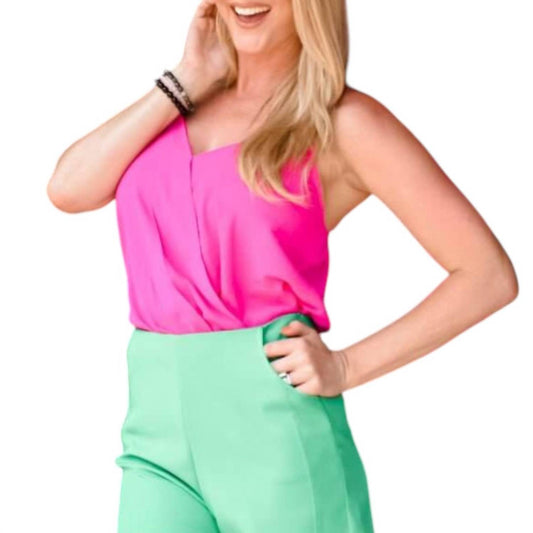 She + Sky - Woven Cami Surplice Top