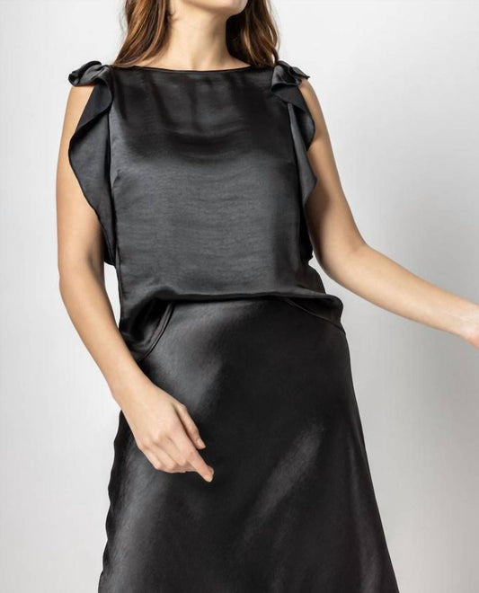 Lilla P - Ruffle Sleeve Satin Top