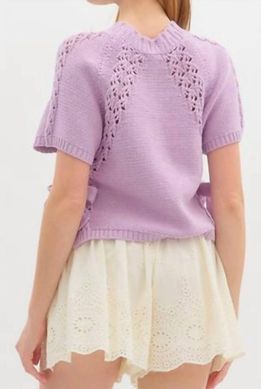 Entro - Knit Sweater Top With Side Tie Over Slit Hem