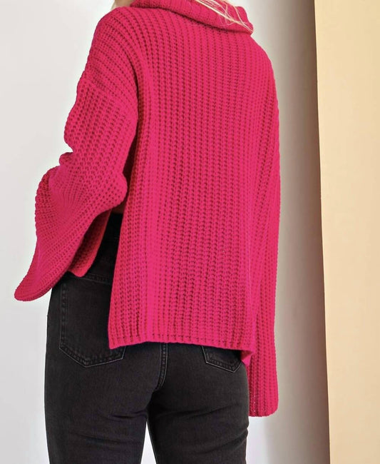 Glam - Barbie Turtle Neck Sweater With Slit At The Sides